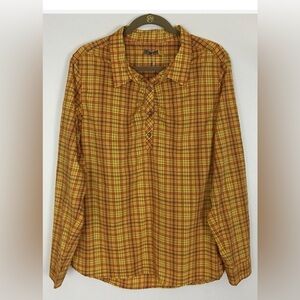 Cabelas”s Plus Women’s Yellow/ Red Plaid Button-Up Roll Tab Sleeve Top Size 2XL